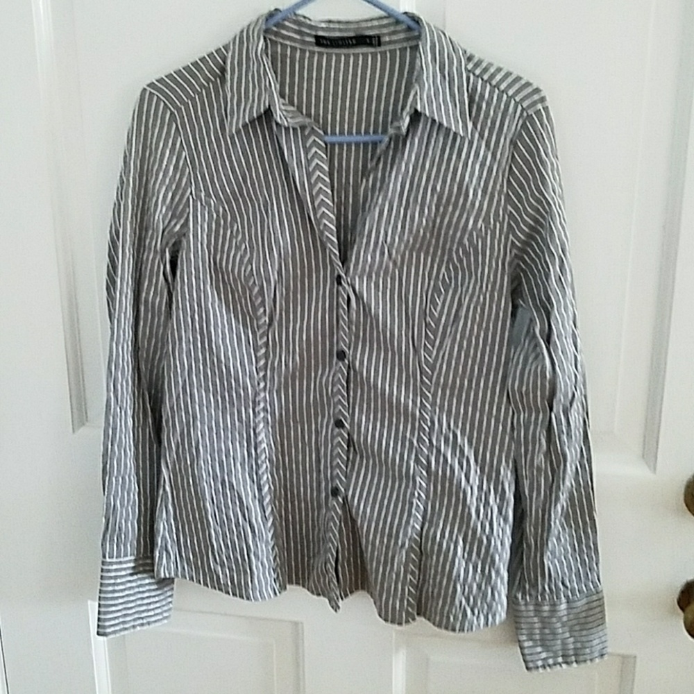 The Limited Button Down Stripped Blouse M